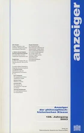  Anzeiger der philosophisch-historischen Klasse der Österreichischen... 138.Jahrgang 2003 | Buch |  Sack Fachmedien