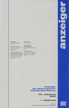  Anzeiger der philosophisch-historischen Klasse der Österreichischen... 140.Jahrgang 2005, 1. Halbband | Buch |  Sack Fachmedien