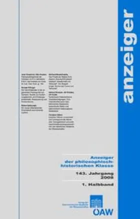 Österreichische Akademie d. Wissenschaften |  Anzeiger der philosphisch-historischen Klasse 142. Jahrgang 2007 | Buch |  Sack Fachmedien