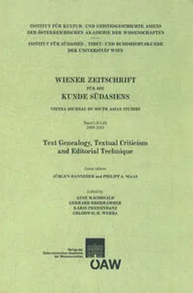 Hanneder / Maas / MacDonald |  Wiener Zeitschrift für die Kunde Südasiens, Band 52?53 (2009?2010) ? Vienna Journal of South Asian Studies, Vol. 52?53 (2009?2010) | Buch |  Sack Fachmedien