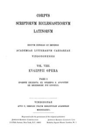 Knöll |  Eugippii opera. Pars I: Eugippii excerpta ex operibus Sancti Augustini | Buch |  Sack Fachmedien