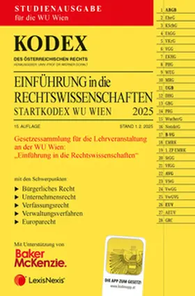 Doralt |  KODEX Einführung in die Rechtswissenschaften 2025 WU - inkl. App | Buch |  Sack Fachmedien