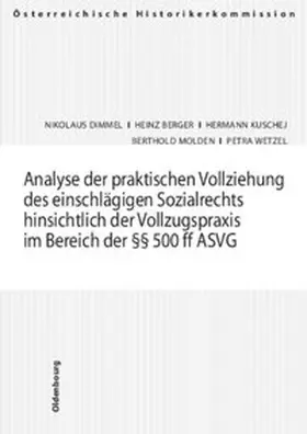 Dimmel / Berger / Molden |  Analyse der praktischen Vollziehung des einschlägigen Sozialrechts hinsichtlich der Vollzugspraxis im Bereich der §§ 500 ff ASVG | Buch |  Sack Fachmedien