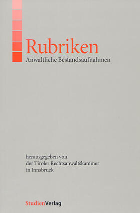  Rubriken - Anwaltliche Bestandsaufnahmen | Buch |  Sack Fachmedien