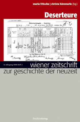 Fritsche / Hämmerle |  Wiener Zeitschrift zur Geschichte der Neuzeit 2/08 | Sonstiges |  Sack Fachmedien