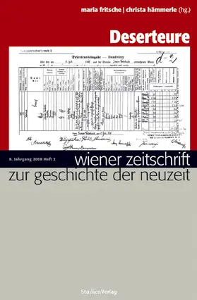 Fritsche / Hämmerle |  Wiener Zeitschrift zur Geschichte der Neuzeit 2/08 | Sonstiges |  Sack Fachmedien