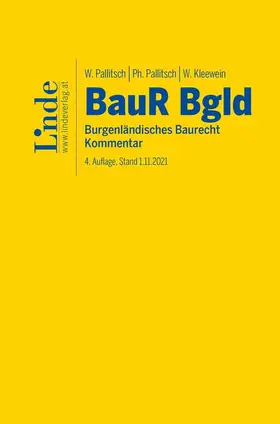 Pallitsch / Kleewein |  BauR Bgld. | Burgenländisches Baurecht | Buch |  Sack Fachmedien