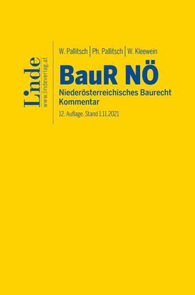 Pallitsch / Kleewein |  BauR NÖ | Niederösterreichisches Baurecht | Buch |  Sack Fachmedien
