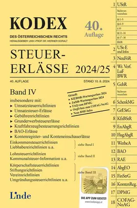 Schilcher / Doralt |  KODEX Steuer-Erlässe 2024/25, Band IV | Buch |  Sack Fachmedien