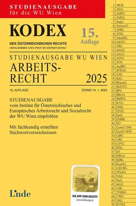 Doralt |  KODEX Studienausgabe Arbeitsrecht WU 2025 | Buch |  Sack Fachmedien