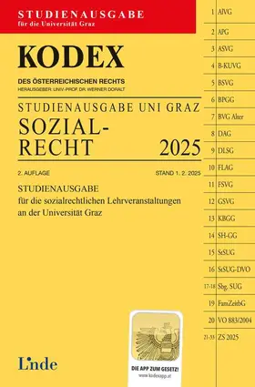 Doralt |  KODEX Studienausgabe Sozialrecht Graz 2025 | Buch |  Sack Fachmedien