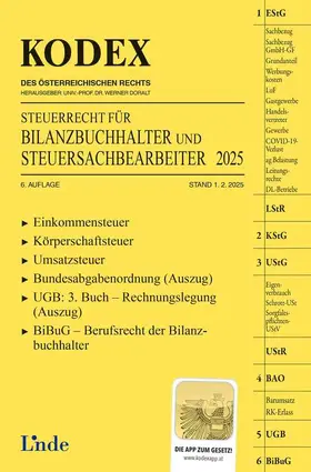 Hilber / Doralt |  KODEX Steuerrecht für Bilanzbuchhalter und Steuersachbearbeiter 2025 | Buch |  Sack Fachmedien