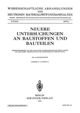 Hummel / Sittel / Charisius |  Neuere Untersuchungen an Baustoffen und Bauteilen | Buch |  Sack Fachmedien