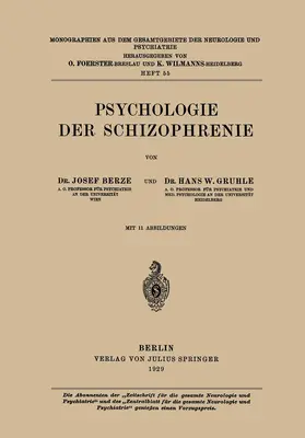 Gruhle / Berze |  Psychologie der Schizophrenie | Buch |  Sack Fachmedien