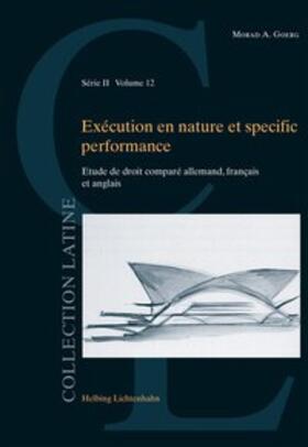 Goerg |  Exécution en nature et specific performance | Buch |  Sack Fachmedien
