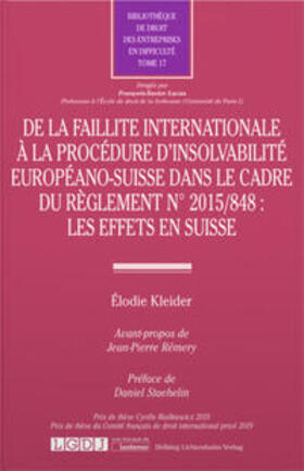 Kleider |  De la faillite internationale à la procédure d'insolvabilité européano-suisse dans le cadre du réglement No 2015/848 | Buch |  Sack Fachmedien