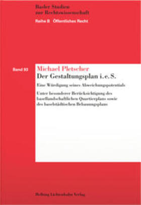 Pletscher |  Der Gestaltungsplan i.e.S. | Buch |  Sack Fachmedien