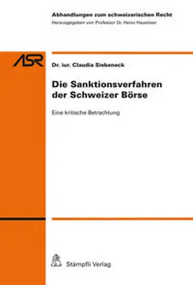 Siebeneck |  Die Sanktionsverfahren der Schweizer Börse | Buch |  Sack Fachmedien