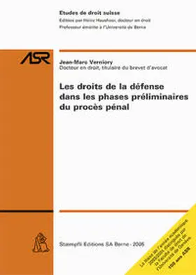 Verniory | Les droits de la défense dans les phases préliminaires du procès pénal | Buch | 978-3-7272-0434-0 | sack.de