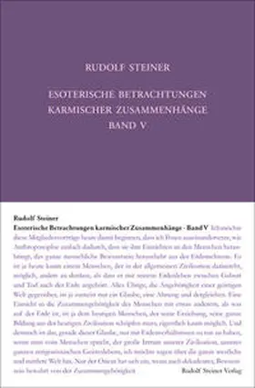 Steiner |  Esoterische Betrachtungen karmischer Zusammenhänge 5 | Buch |  Sack Fachmedien