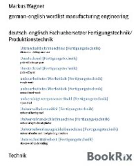 Wagner |  german-english wordlist manufacturing engineering | eBook | Sack Fachmedien