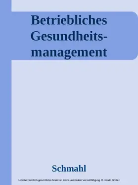 Schmahl |  Betriebliches Gesundheits- management | eBook | Sack Fachmedien