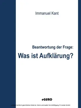 Kant / Verlag |  Beantwortung der Frage: Was ist Aufklärung? | eBook | Sack Fachmedien