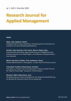 Friesendorf / Böckenholt / Ghorbani |  Research Journal for Applied Management - Jg. 1, Heft 2 | eBook | Sack Fachmedien