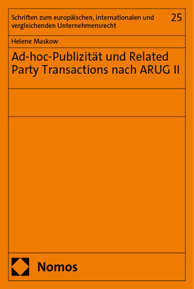 Maskow |  Ad-hoc-Publizität und Related Party Transactions nach ARUG II | eBook | Sack Fachmedien