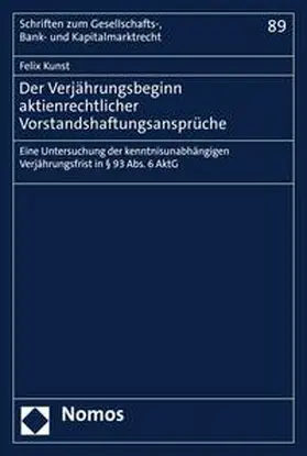 Kunst |  Der Verjährungsbeginn aktienrechtlicher Vorstandshaftungsansprüche | eBook | Sack Fachmedien