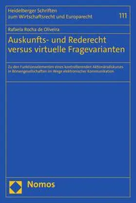 Oliveira | Auskunfts- und Rederecht versus virtuelle Fragevarianten | E-Book | sack.de