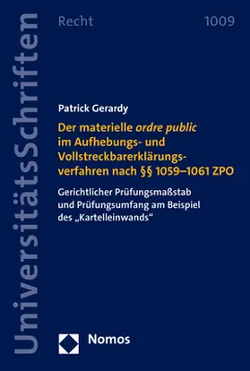 Gerardy |  Der materielle ordre public im Aufhebungs- und Vollstreckbarerklärungsverfahren nach §§ 1059–1061 ZPO | eBook | Sack Fachmedien