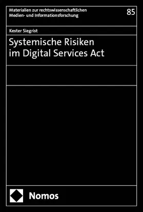 Siegrist |  Systemische Risiken im Digital Services Act | eBook | Sack Fachmedien