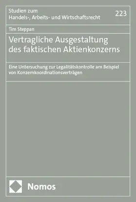 Steppan |  Vertragliche Ausgestaltung des faktischen Aktienkonzerns | eBook | Sack Fachmedien