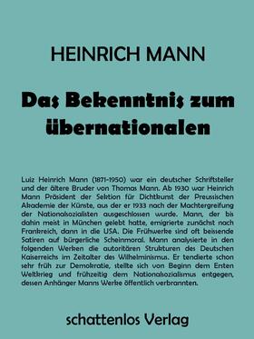 Mann |  Das Bekenntnis zum Übernationalen | eBook | Sack Fachmedien