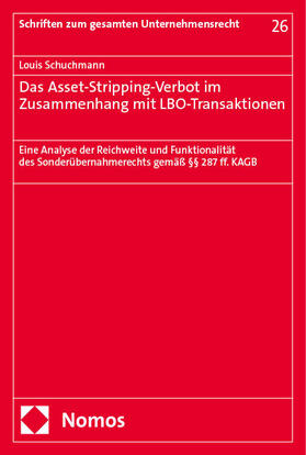 Schuchmann |  Das Asset-Stripping-Verbot im Zusammenhang mit LBO-Transaktionen | Buch |  Sack Fachmedien