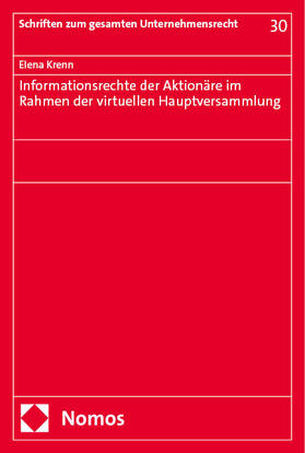 Krenn |  Informationsrechte der Aktionäre im Rahmen der virtuellen Hauptversammlung | Buch |  Sack Fachmedien
