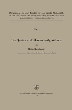 RUTISHAUSER |  Der Quotienten-Differenzen-Algorithmus | Buch |  Sack Fachmedien