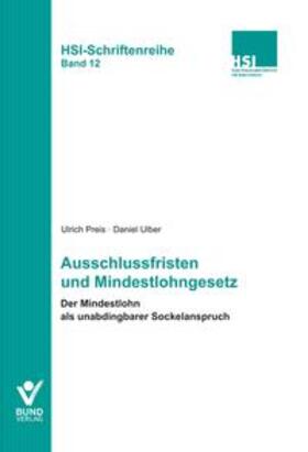 Preis / Ulber |  Ausschlussfristen und Mindestlohngesetz | Buch |  Sack Fachmedien