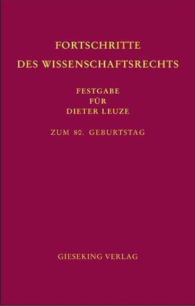 Palme / Epping / Anderbrügge |  Fortschritte des Wissenschaftsrechts | Buch |  Sack Fachmedien