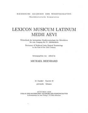 Bernhard |  Lexicon Musicum Latinum Medii Aevi  10. Faszikel - Fascicle 10 (gutturalis - lichanos) | Buch |  Sack Fachmedien