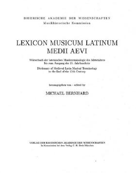  Lexicon Musicum Latinum Medii Aevi  1. Faszikel: Quellenverzeichnis - Inventory of Sources | Buch |  Sack Fachmedien