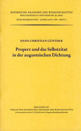  Properz und das Selbstzitat in der augusteischen Dichtung | Buch |  Sack Fachmedien