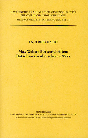 Borchardt |  Max Webers Börsenschriften: Rätsel um ein übersehenes Werk | Buch |  Sack Fachmedien