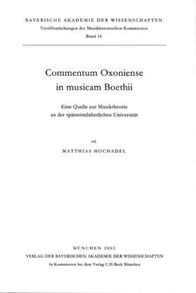 Hochadel |  Commentum Oxoniense in musicam Boethii | Buch |  Sack Fachmedien