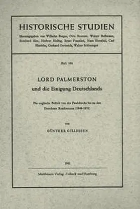 Gillessen |  Lord Palmerston und die Einigung Deutschlands | Buch |  Sack Fachmedien