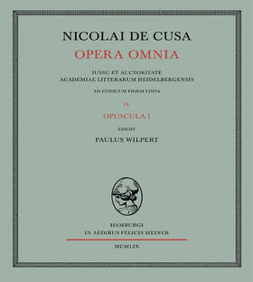 Wilpert |  Nicolai de Cusa Opera omnia / Nicolai de Cusa Opera omnia. Volumen IV. | Buch |  Sack Fachmedien