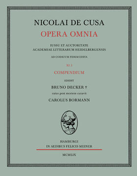 Bormann / Decker |  Nicolai de Cusa Opera omnia / Nicolai de Cusa Opera omnia | Buch |  Sack Fachmedien