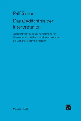 Simon |  Gedächtnis der Interpretation | Buch |  Sack Fachmedien