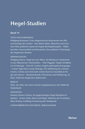 Nicolin / Pöggeler |  Hegel-Studien / Hegel-Studien | Buch |  Sack Fachmedien